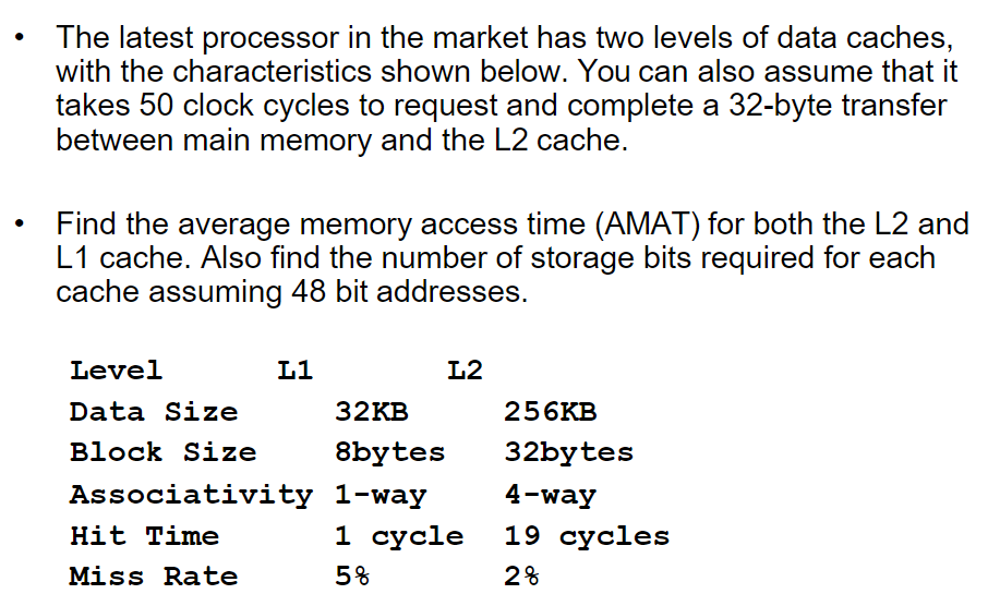 Solved . The latest processor in the market has two levels | Chegg.com