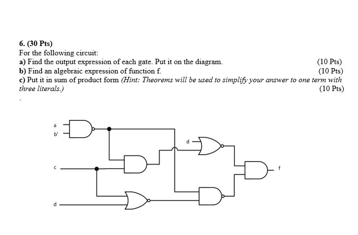 Solved 6. (30 Pts) For the following circuit: a) Find the | Chegg.com