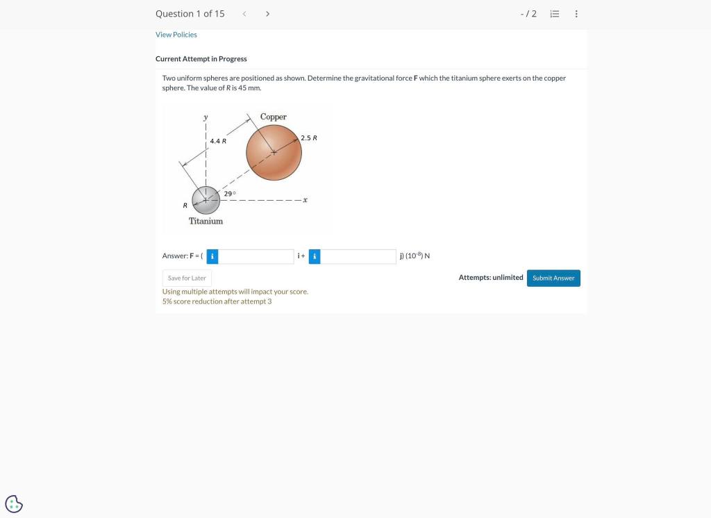 Solved Two Uniform Spheres Are Positioned As Shown. | Chegg.com