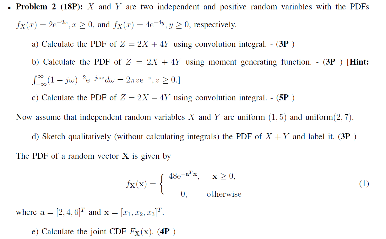 Problem 2 (18P): X and Y are two independent and | Chegg.com