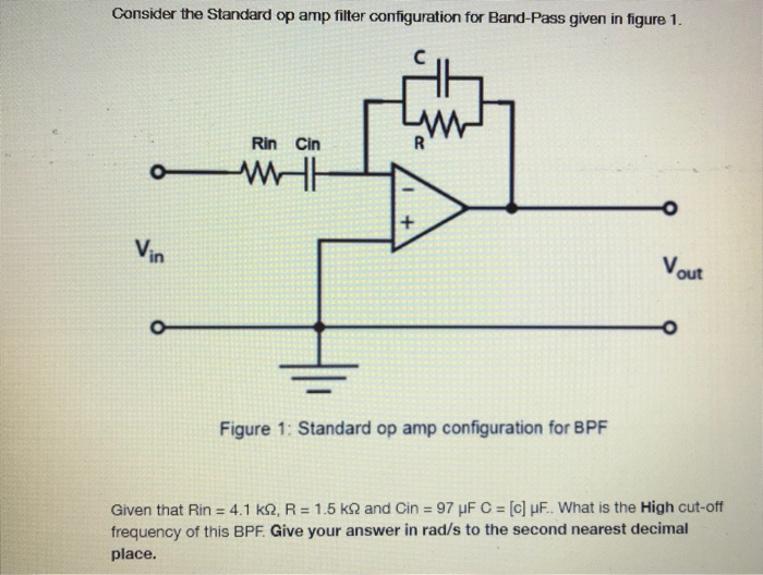Solved Consider the Standard op amp filter configuration for