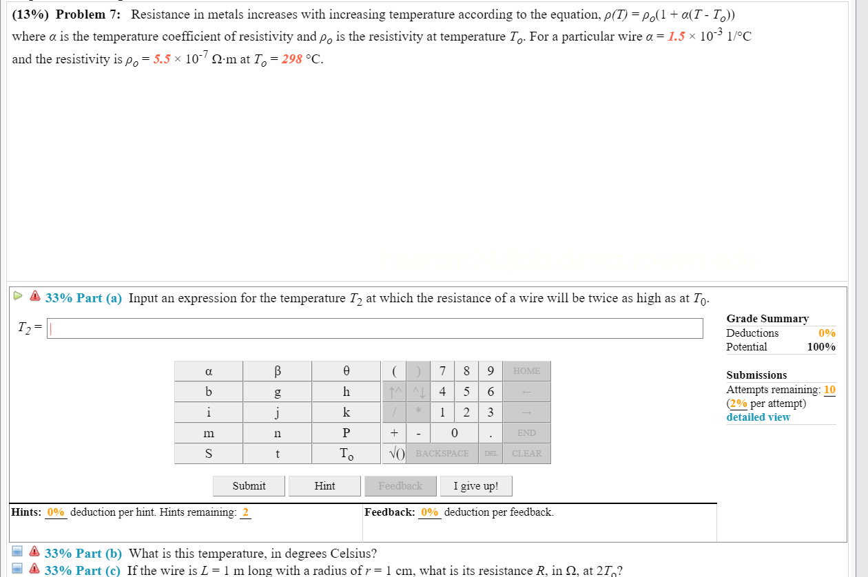 Solved 13 Problem 7 Resistance In Metals Increases Wi Chegg Com