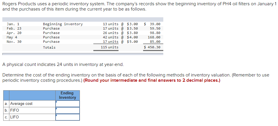 Solved Rogers Products uses a periodic inventory system. The | Chegg.com