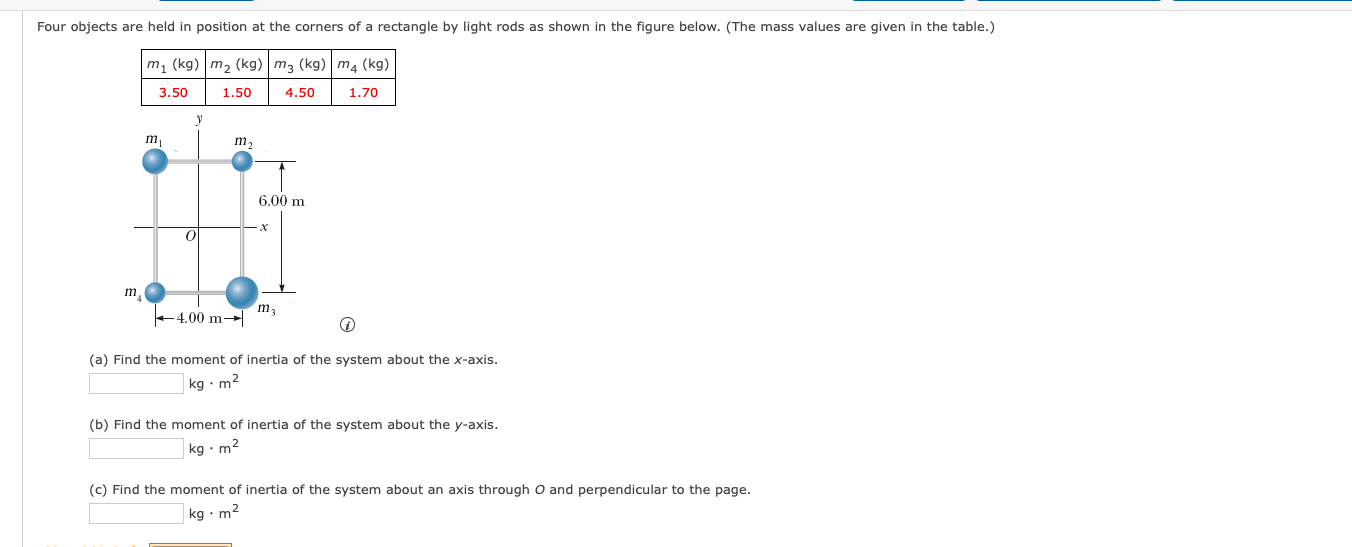 Solved Four objects are held in position at the corners of a | Chegg.com