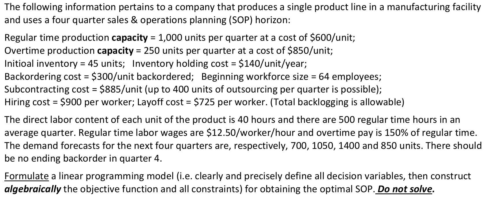 use EXCEL solver to form the linear programming model | Chegg.com