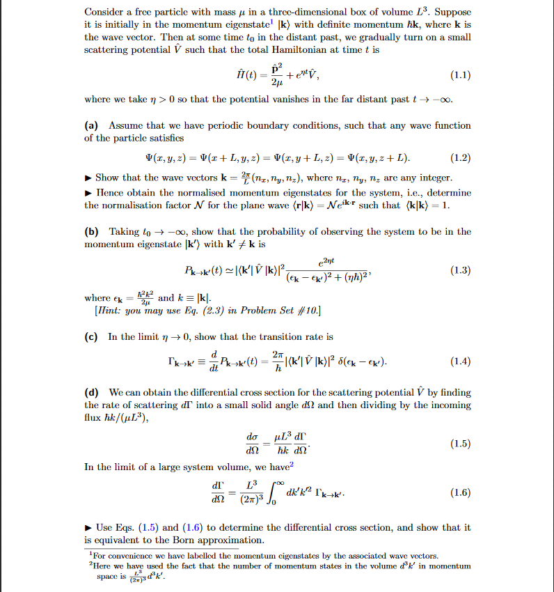 Solved Consider A Free Particle With Mass U In A Three Di Chegg Com