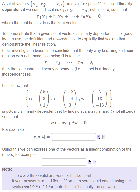 Solved A set of vectors V1 V2 vn in a vector space V