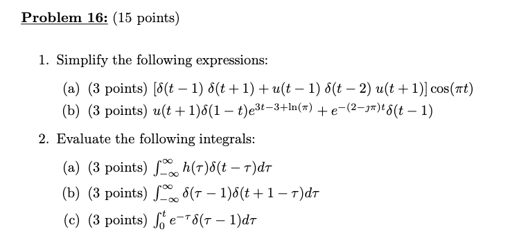 Solved Problem 16 15 Points 1 Simplify The Following Chegg Com