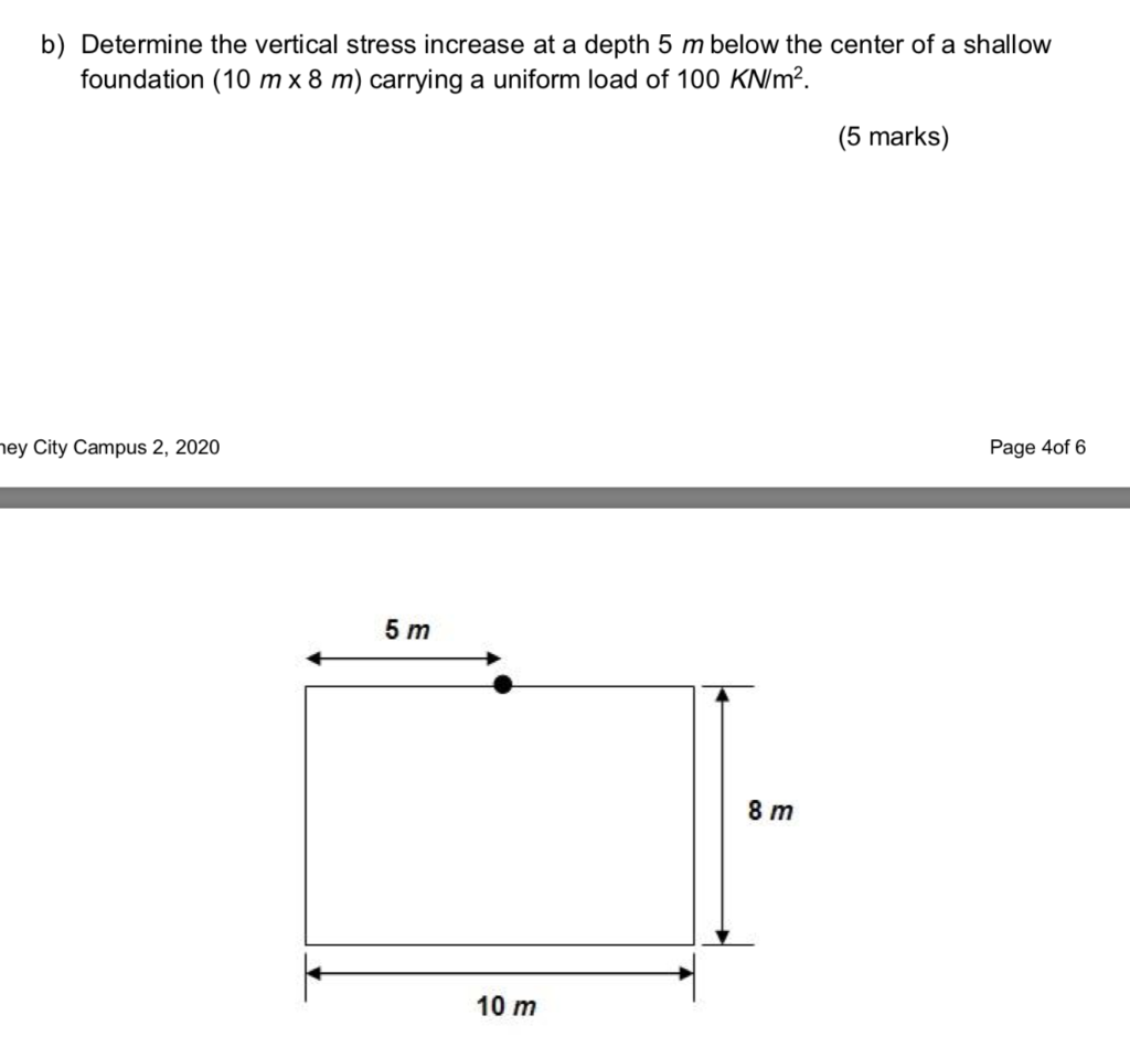 Solved b) Determine the vertical stress increase at a depth | Chegg.com