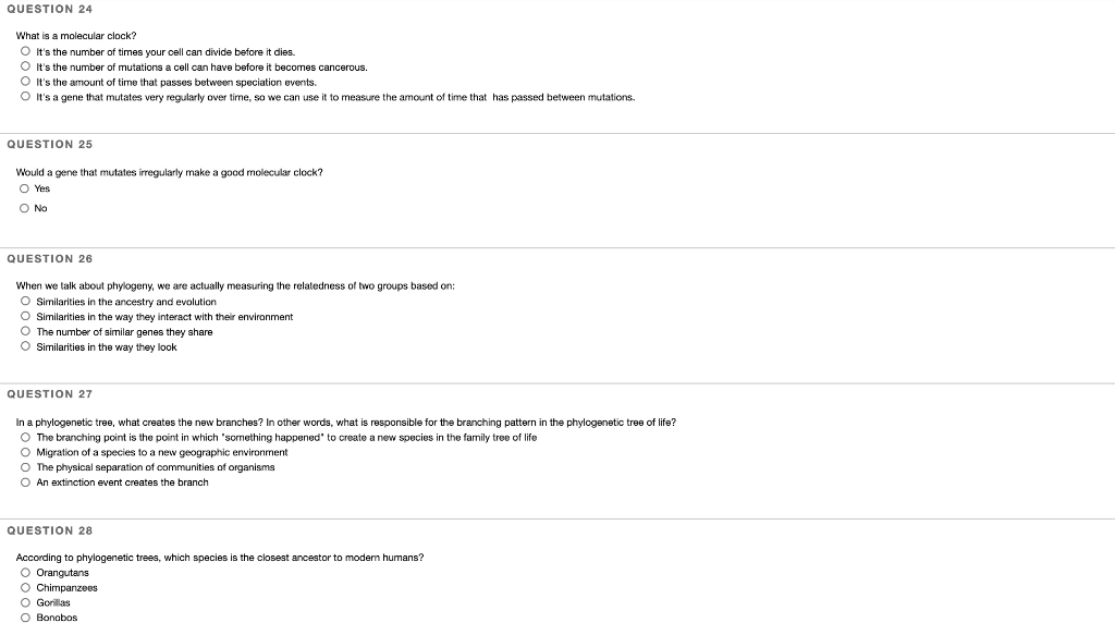 Solved QUESTION 24 What is a molecular clock? It's the