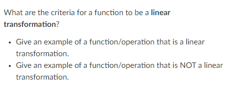 Solved What are the criteria for a function to be a linear | Chegg.com
