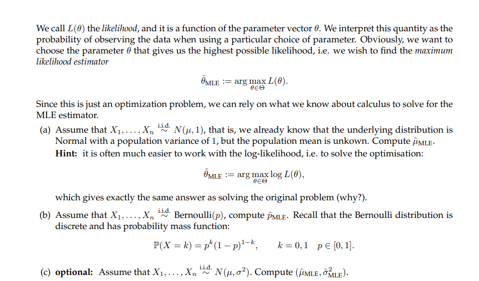 Question 1. Maximum Likelihood Estimation (MLE) In | Chegg.com