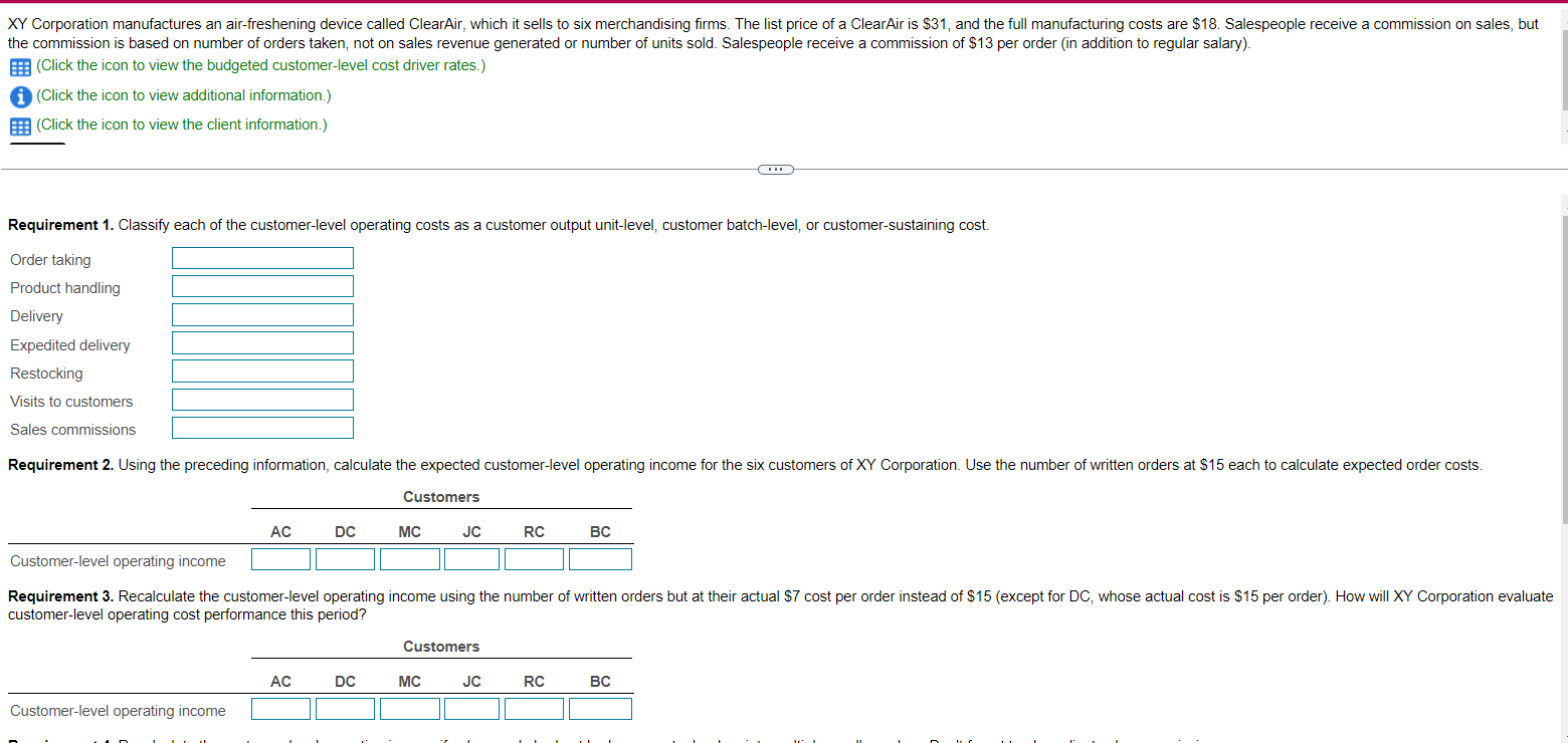 \begin{tabular}{l} Budgeted customer-level cost | Chegg.com