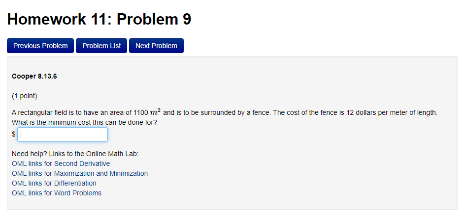 Solved Homework 11: Problem 9 Previous Problem Problem List | Chegg.com