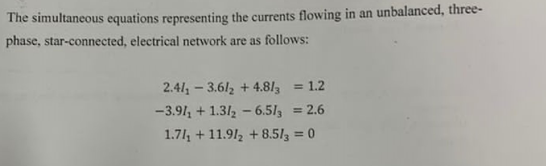 Solved The simultaneous equations representing the currents | Chegg.com