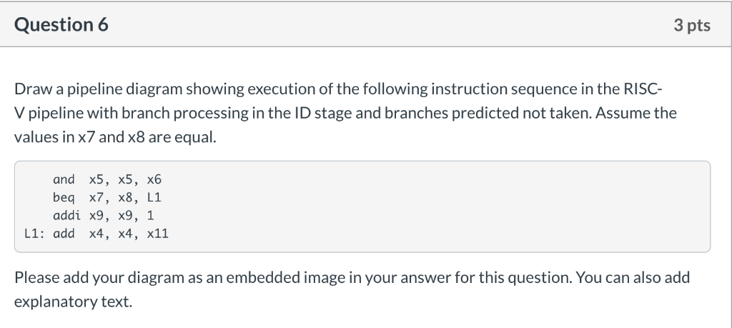 Solved Question6 3 pts Draw a pipeline diagram showing | Chegg.com