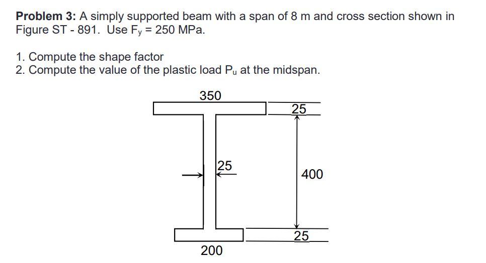 Solved Problem 3: A simply supported beam with a span of 8 m | Chegg.com