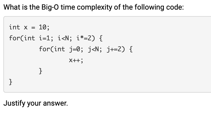(Solved) : Big O Time Complexity Following Code Int 0 Q41806720 ...