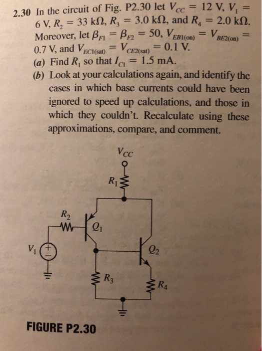 Solved 2.30 In the circuit of Fig. P2.30 let Vcc 12 V, v, 6 | Chegg.com