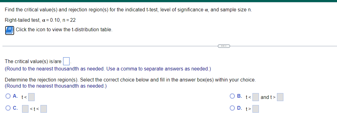 Solved Find the critical value(s) and rejection region(s) | Chegg.com