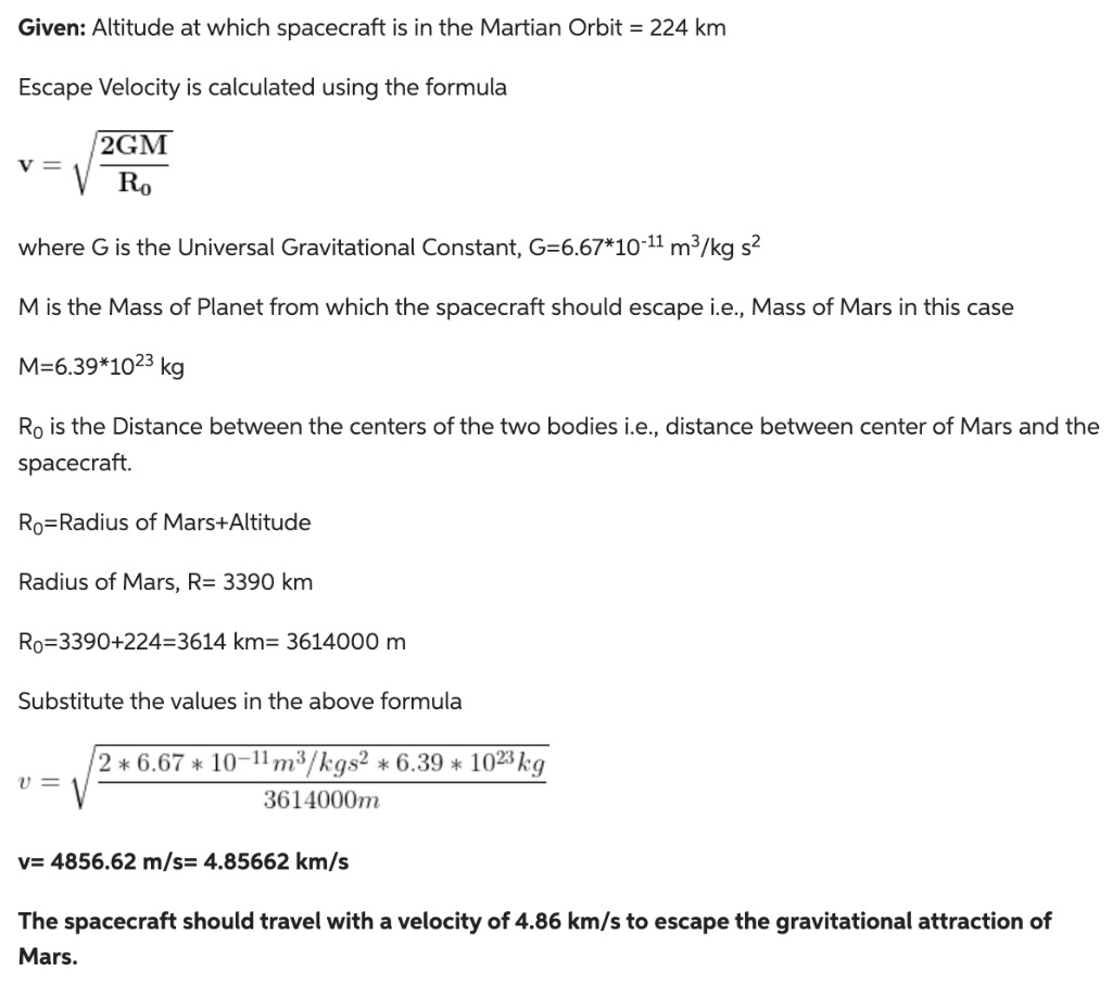 Solved The spacecraft is designed to leave the surface of | Chegg.com