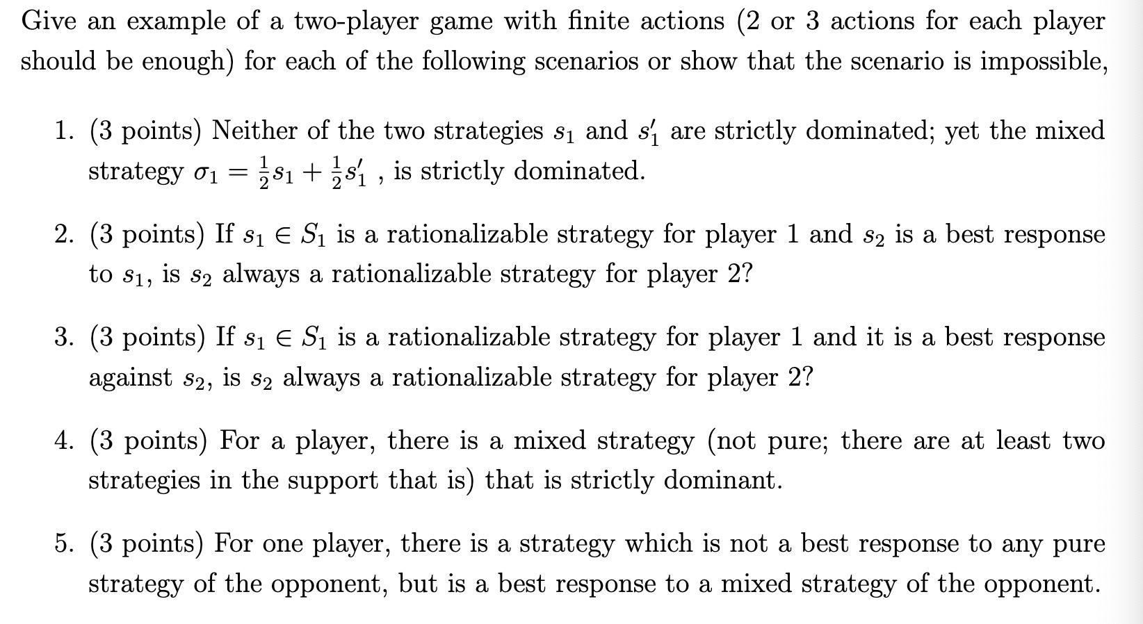 Solved Give an example of a two-player game with finite | Chegg.com