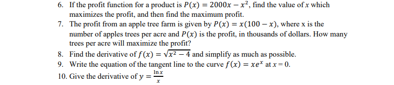 Solved 6. If the profit function for a product is P(x) = | Chegg.com