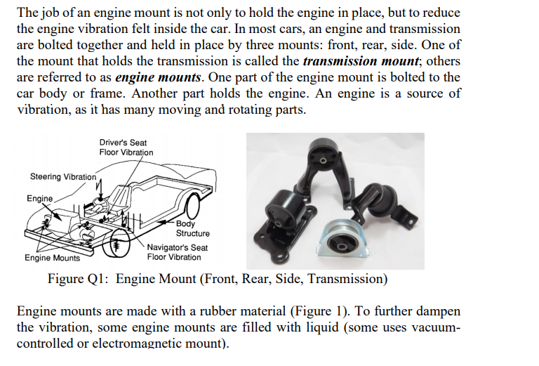 Car engine deals mount vibration