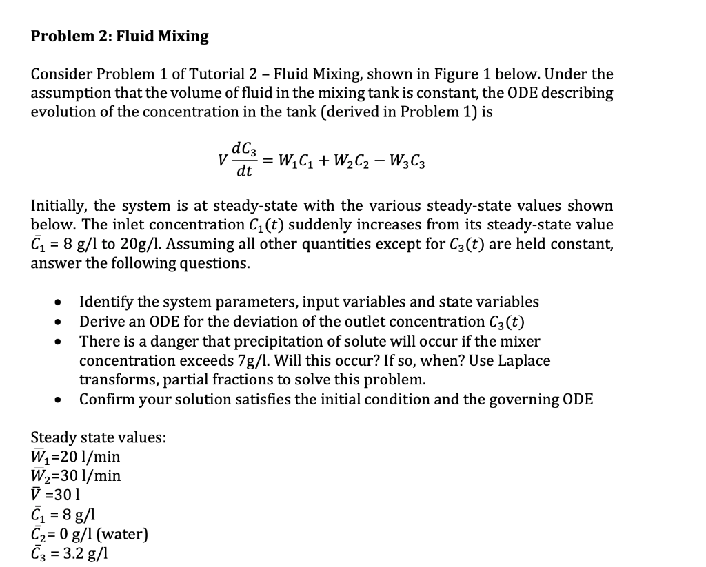 Solved Problem 2: Fluid Mixing Consider Problem 1 of | Chegg.com