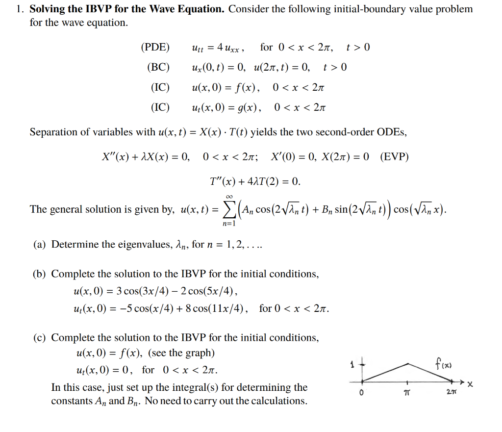 Solved 1 Solving The Ibvp For The Wave Equation Conside Chegg Com