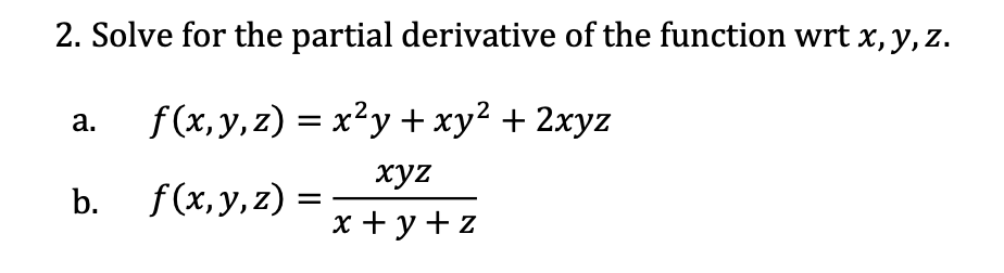 partial derivative of x wrt y