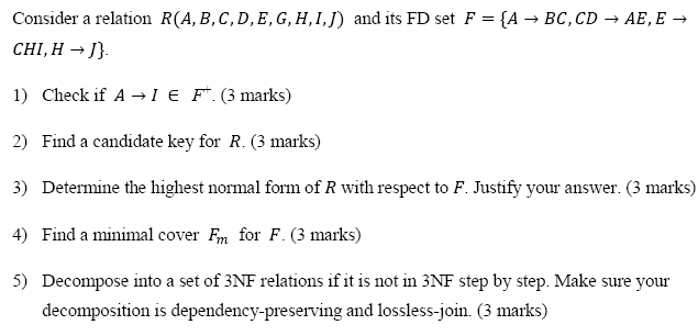 Solved Consider A Relation R A B C D E G H 1 J And Chegg Com