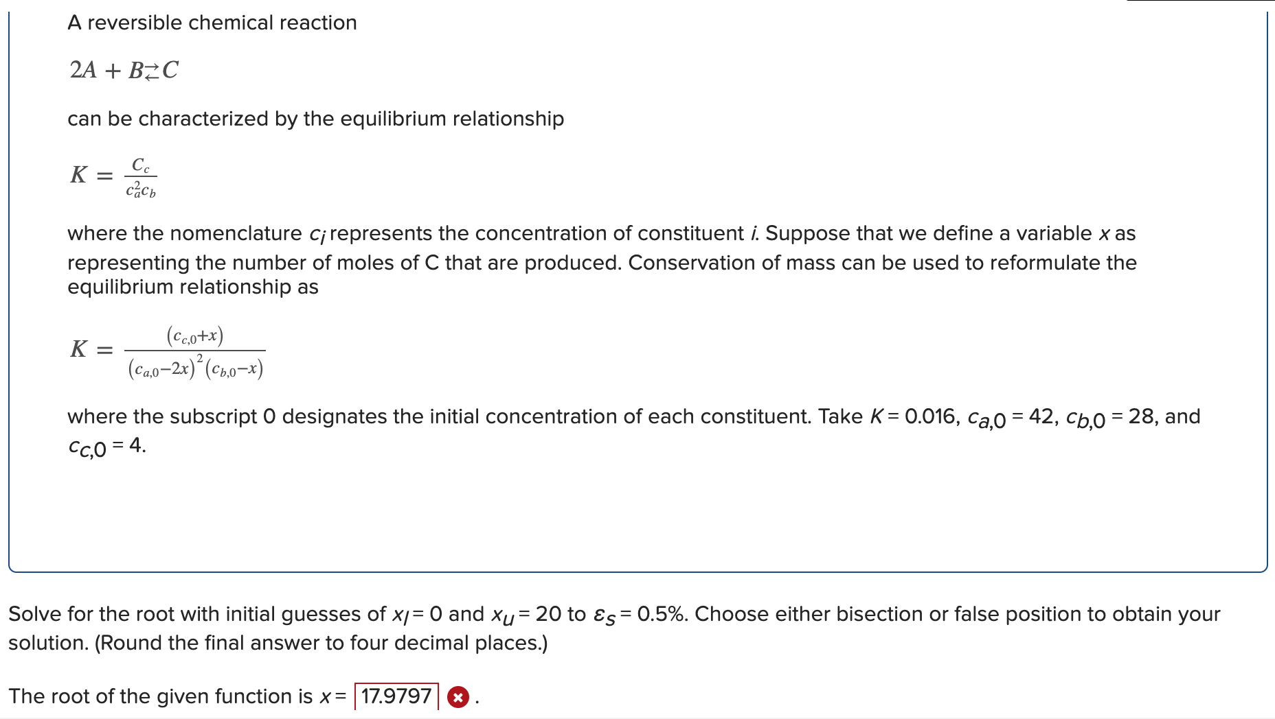 Solved A Reversible Chemical Reaction 2A+B⇄C Can Be | Chegg.com