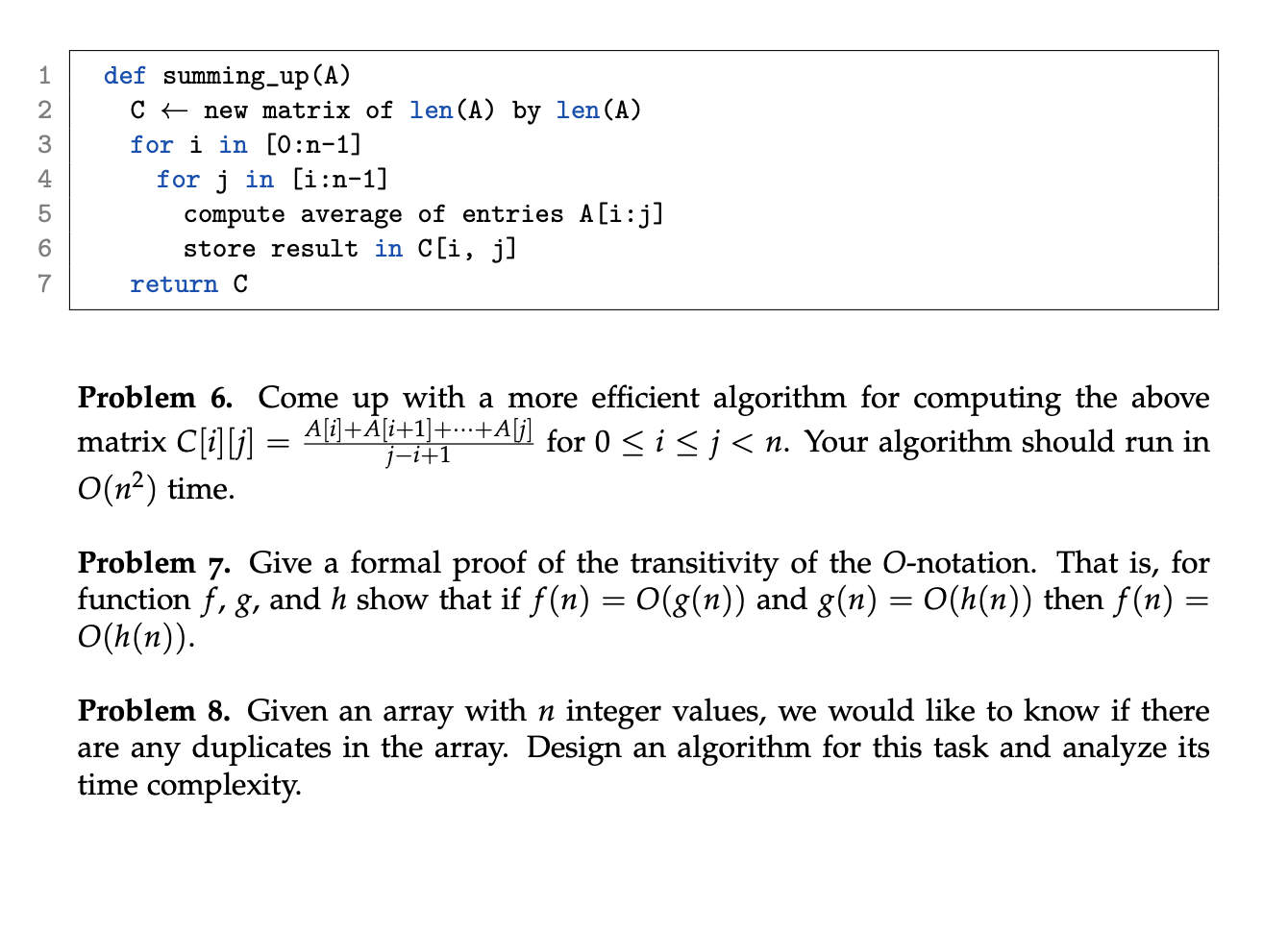 Solved 1 2 3 4 Def Summing Up A Cc New Matrix Of Len A Chegg Com