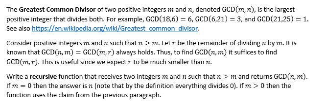 Solved The Greatest common Divisor of two positive integers | Chegg.com