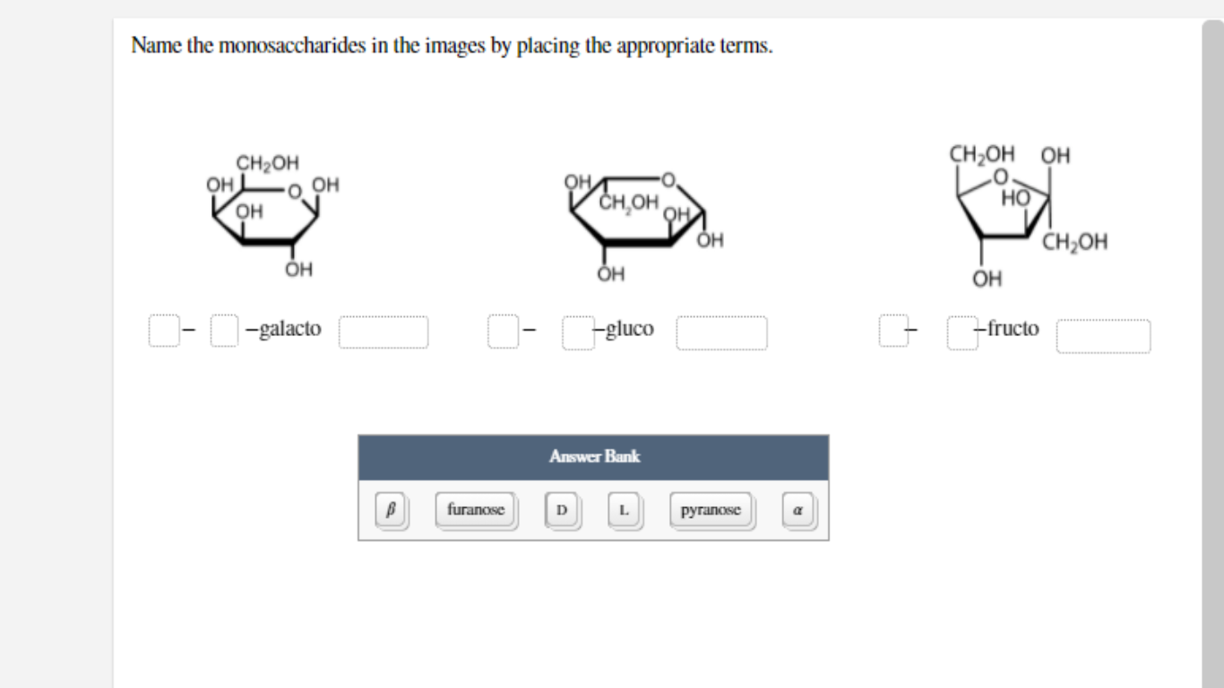 Solved Name The Monosaccharides In The Images By Placing The | Chegg.com