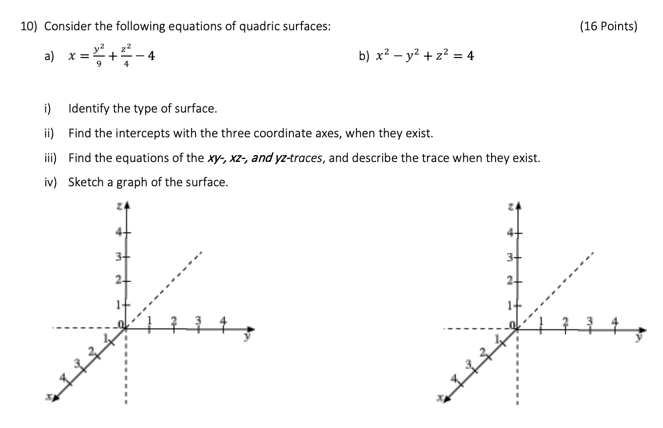 Solved Consider the following equations of quadric surfaces: | Chegg.com