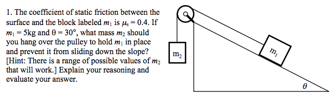 Solved 1. The coefficient of static friction between the | Chegg.com
