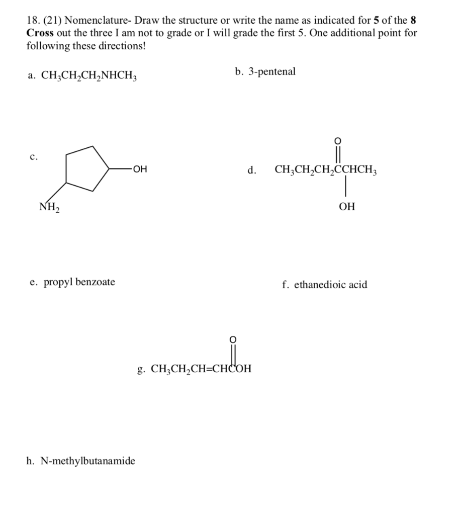 Solved 18. (21) Nomenclature- Draw the structure or write | Chegg.com