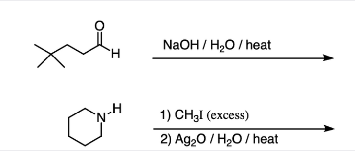 Solved NaOH 7 H2O / heat H -H 1) CH31 (excess) 2) Ag207 H2O | Chegg.com