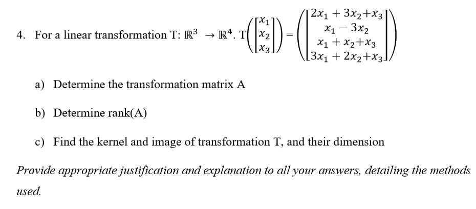 Solved 4. For A Linear Transformation | Chegg.com