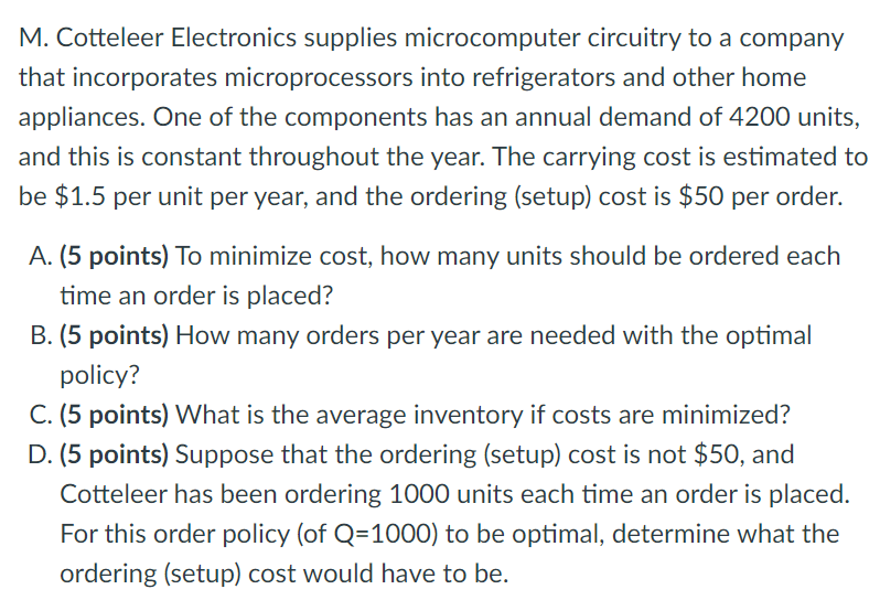 M Cotteleer Electronics Supplies Microputer Chegg 