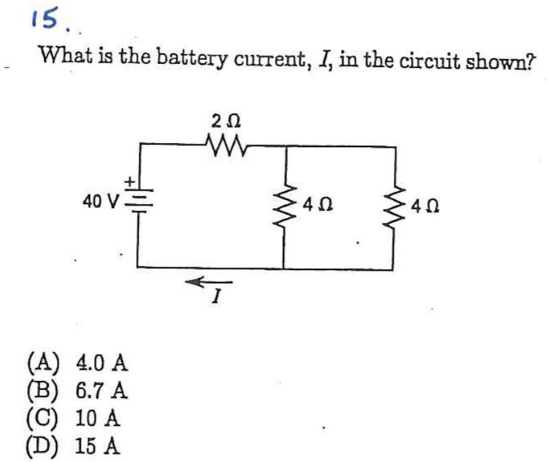 Solved 15.. What Is The Battery Current, I, In The Circuit | Chegg.com