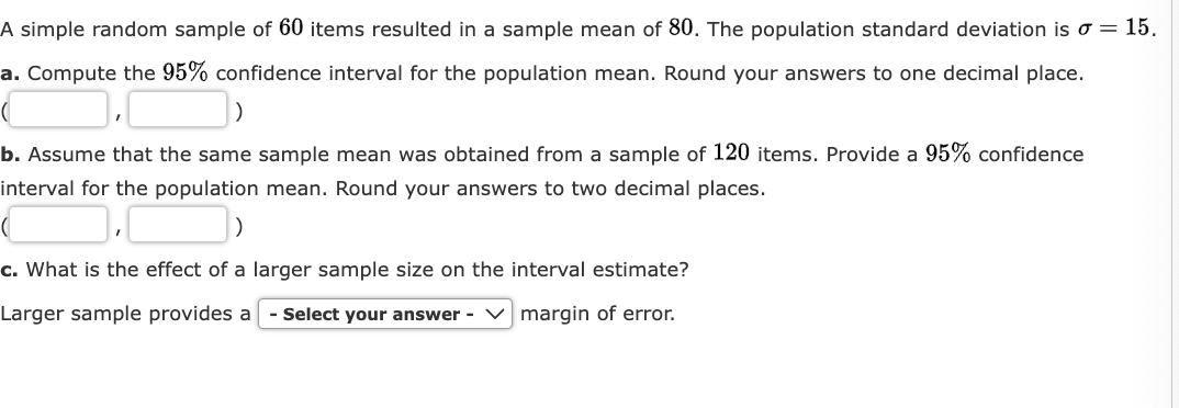 Solved A simple random sample of 60 items resulted in a | Chegg.com