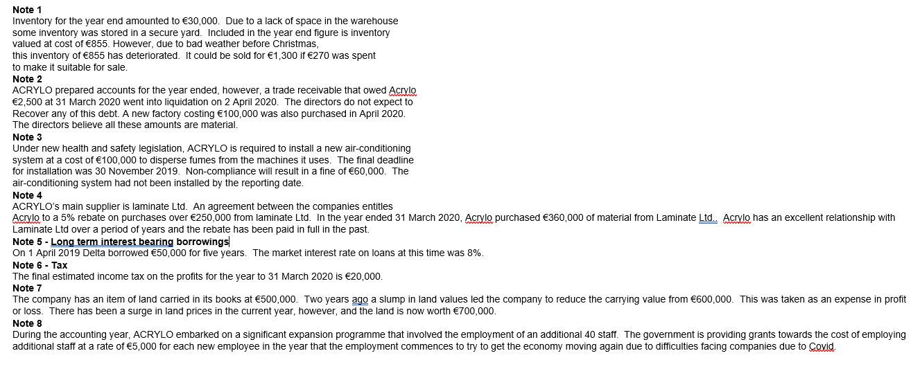 From the information below List all double entries