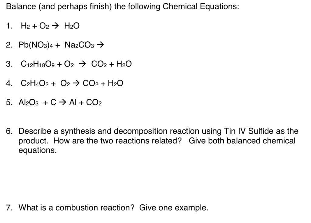 Solved Balance and perhaps finish the following Chemical Chegg