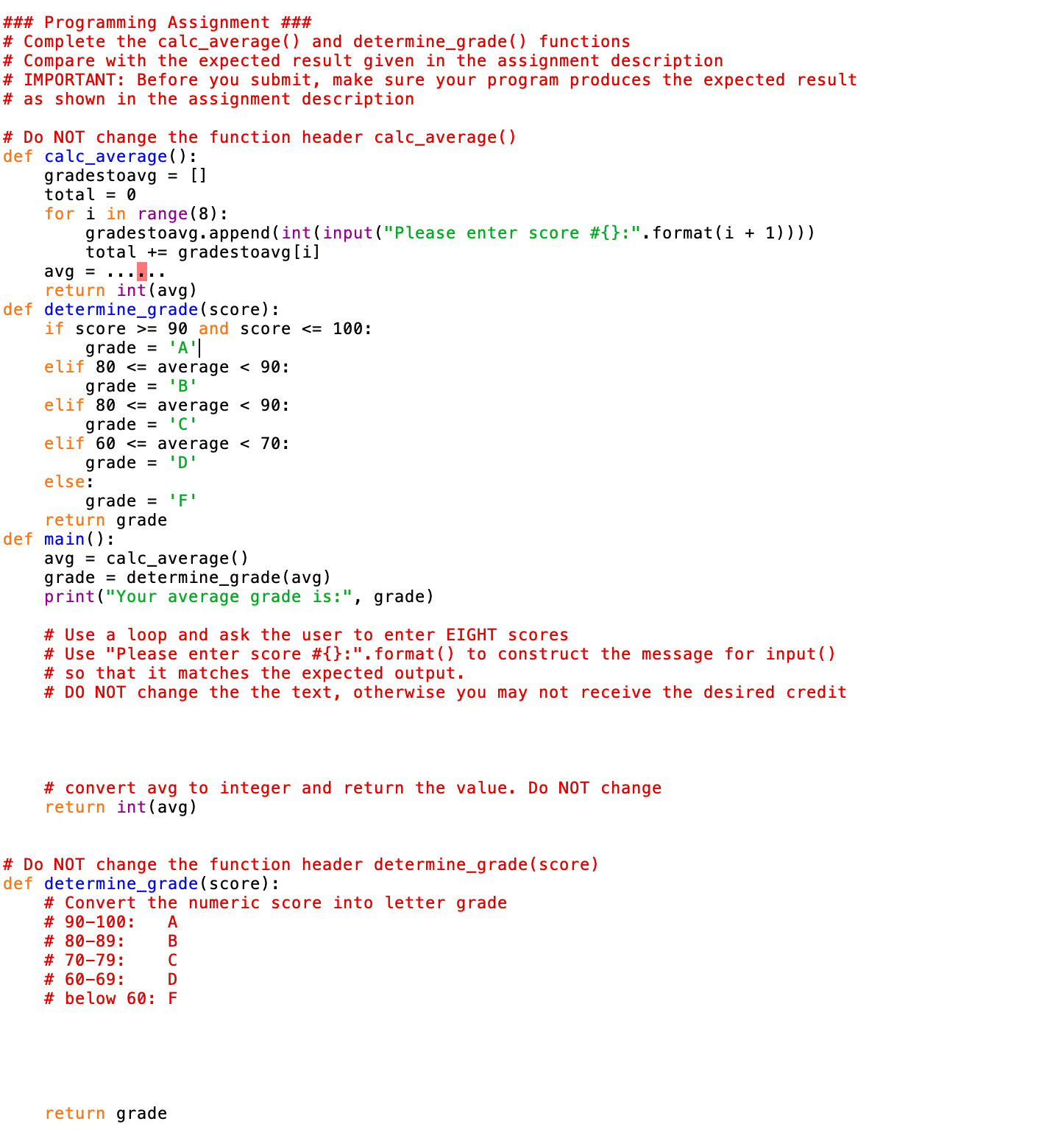 Solved ### Programming Assignment #### Complete the | Chegg.com