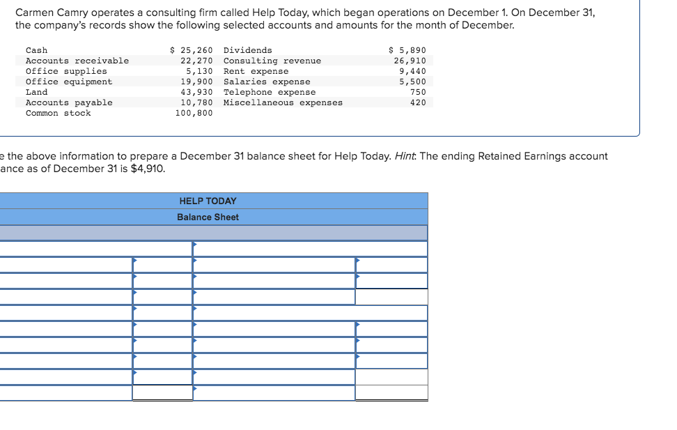 Solved Carmen Camry operates a consulting firm called Help