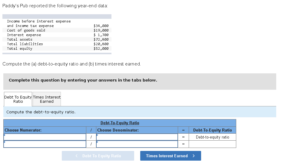 Solved Paddy s Pub Reported The Following Year end Data Chegg