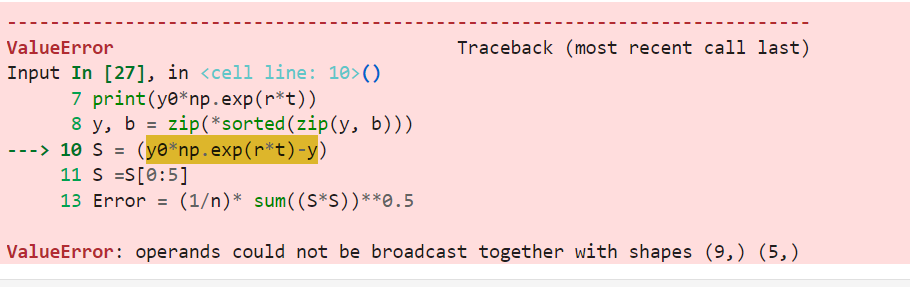 Solved #Error estimation import numpy as np n=5 y=np⋅array( | Chegg.com